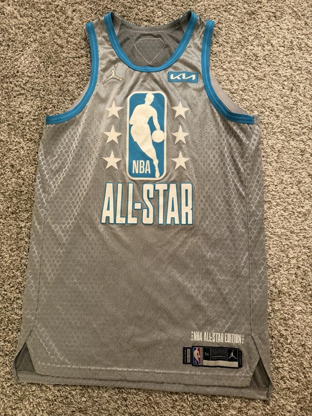 The gray 2022 NBA All-Star jersey laid out flat, front side, as photographed for the eBay listing
