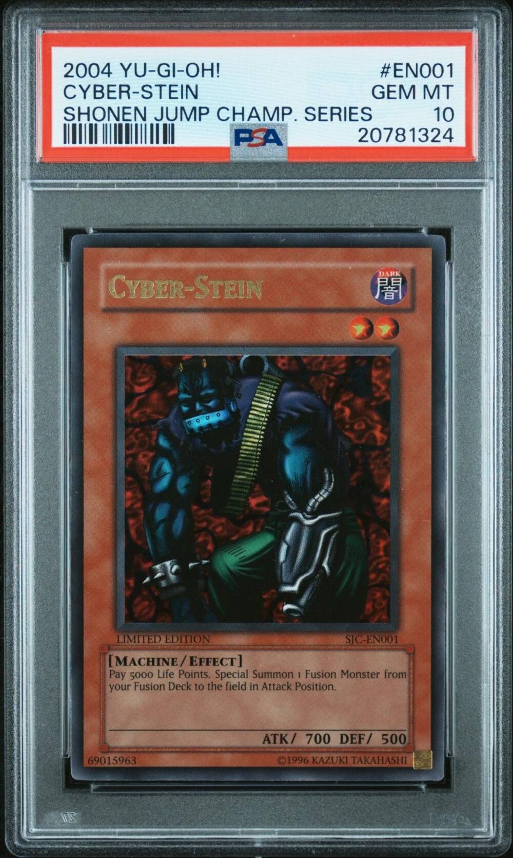 Front of the slabbed 2004 Cyber-Stein Shonen Jump Championship Series prize card, graded PSA 10, from the eBay listing